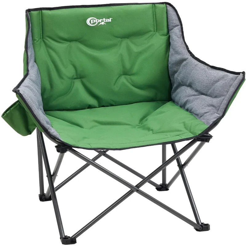 Portal 32" Oversized Camping Chair, Foldable Heavy Duty 350 lb Padded Ergonomic Seat for Big & Tall Adults, Pinch-Free Extra Wide Design Featuring Cup Holder & Carry Bag for Fishing, Lawn & Sidelines