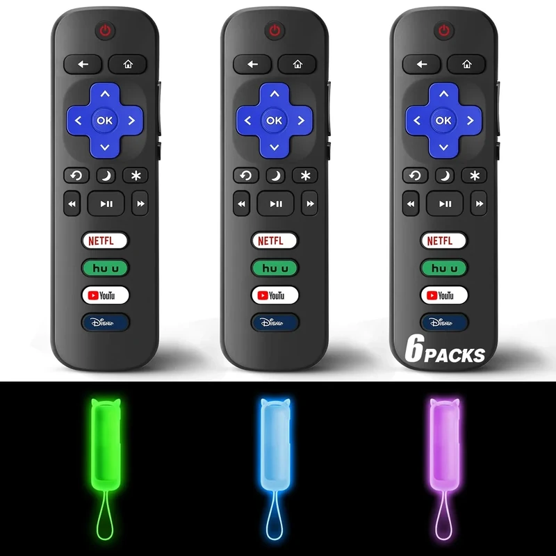 Wevove 3-Pack Roku TV Remote Replacement - Glow Cover, Universal for TCL