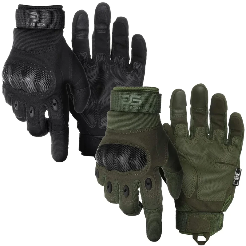 Glove Station Tactical Gloves for Men – Touchscreen Utility Gear with Hard Knuckle Protection Used in Motorcycle, Airsoft, Combat, Police, Shooting & Outdoor Work Black & Green Small
