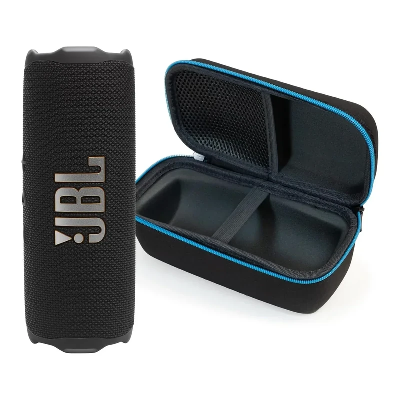JBL Flip 7 Bluetooth Speaker Bundle with divvi! Hardshell Case - Black