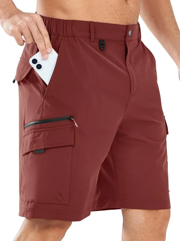 NORTHYARD Men's Cargo Hiking Shorts 9" Lightweight Outdoor Tactical Work Camping Sport Golf Casual Travel Fishing Multipocket Wine 2XL