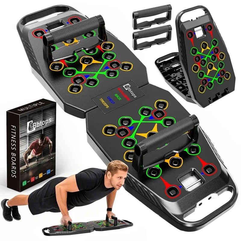 BBTOPS Push UP Board,20 in 1 Push UP Bar at Home Gym,Foldable Pushup Board for Floor, Fitness Accessories Training Equipment For Man and Women Black