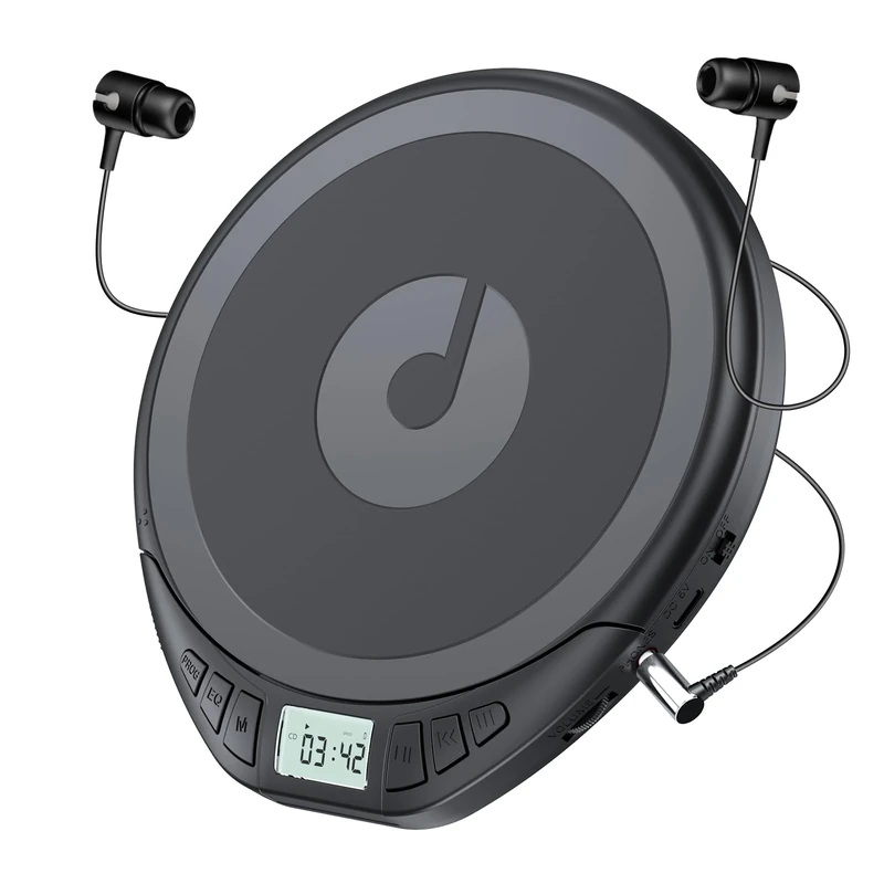 KOVCDVI Portable CD Player with Headphones,CD Player Portable for Car with Anti-Skip & Shockproof,CD Discman with LCD Display,AUX Cable and Earphone for Sport Home Outdoor