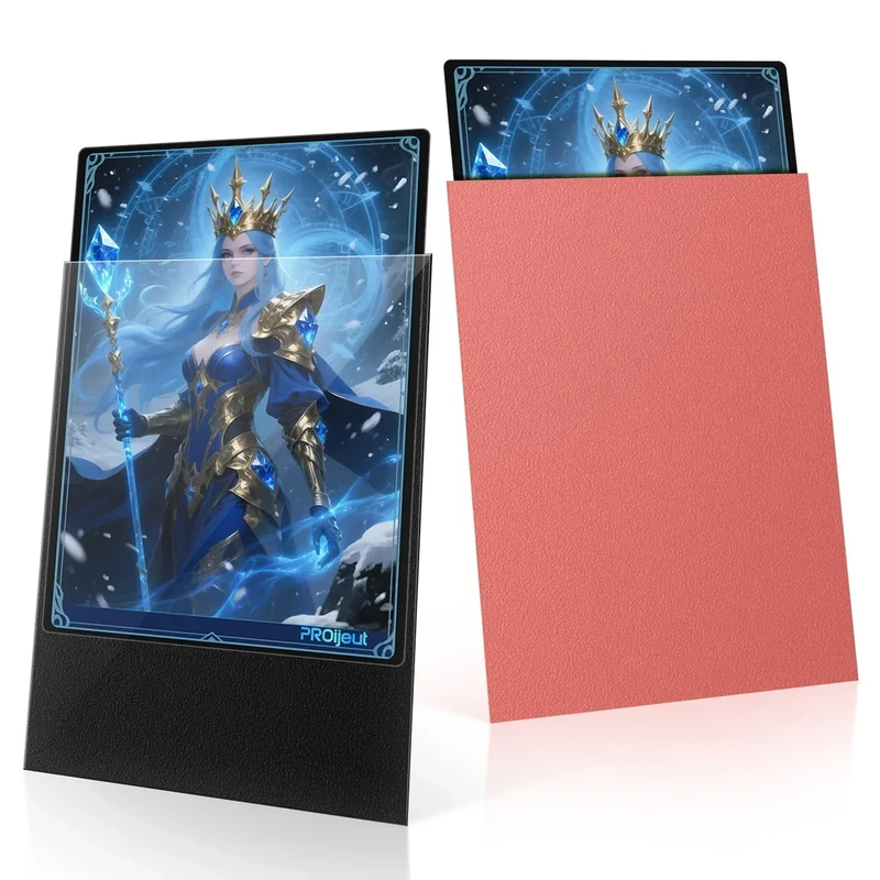 200 Pack Card Sleeves, Matte Dual Trading Card Sleeves with Opaque Back & Smooth Shuffle, Tear Resistant Card Protectors for MTG, TCG and Game Cards (Peach Pink)