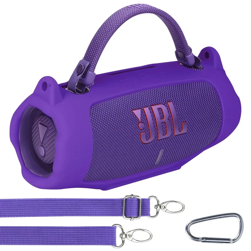 Lebakort Silicone Cover Compatible with JBL Charge 6 Portable Speaker (Purple Cover)