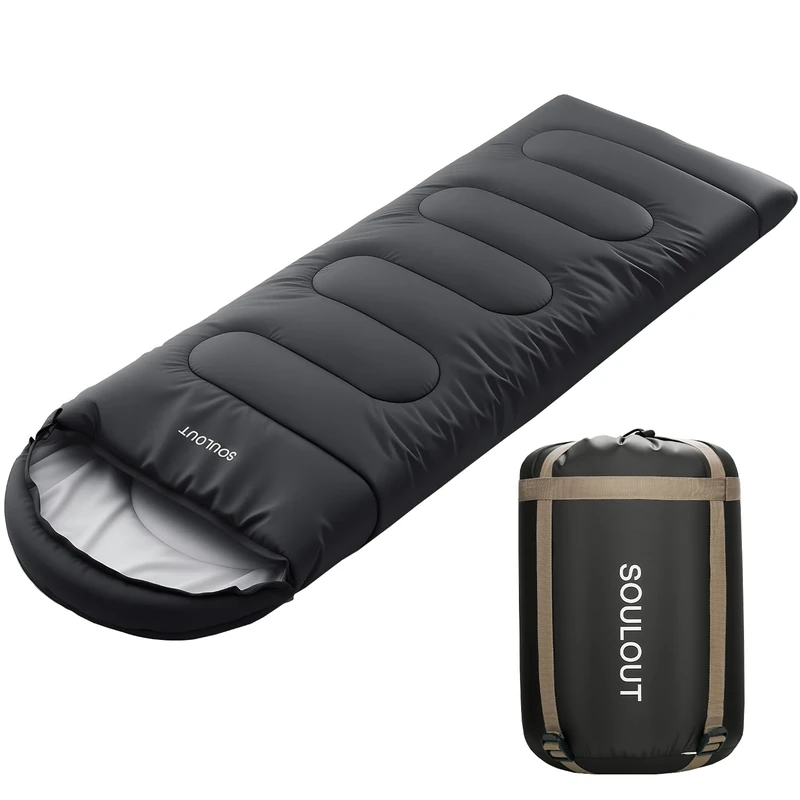 3-4 Season Sleeping Bag for Adults Lightweight Warm Cold Weather Camping Bag with Waterproof Compression Sack – Portable for Hiking, Backpacking, Traveling & Outdoor Adventures (Dark Gray)