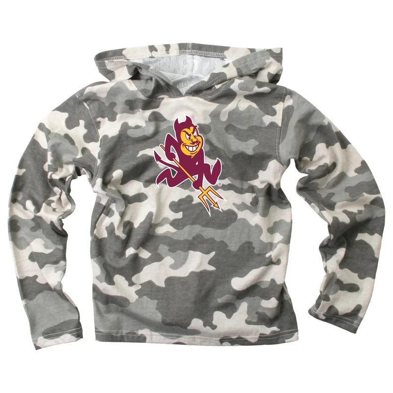 Wes and Willy Kids Camo Long Sleeve Hooded T-Shirt (Arizona State, 3T)
