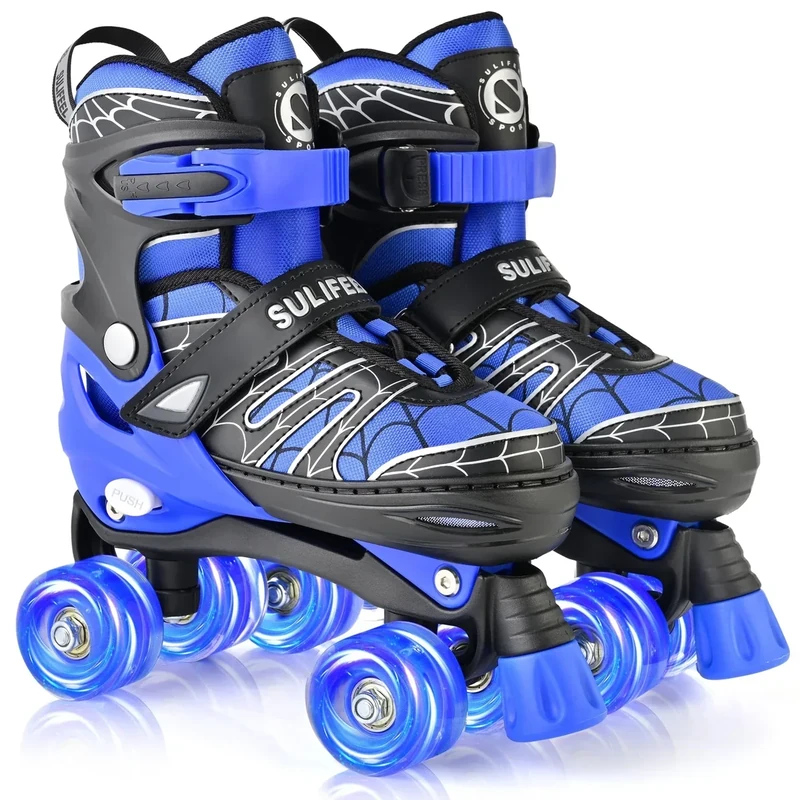 SULIFEEL Adjustable Kids Roller Skates for Boys Ages 3-5 5-8 6-12 with 4 Sizes Adjustable Light up Wheels, Best Children Gift for Beginners Indoor Outdoor Sports