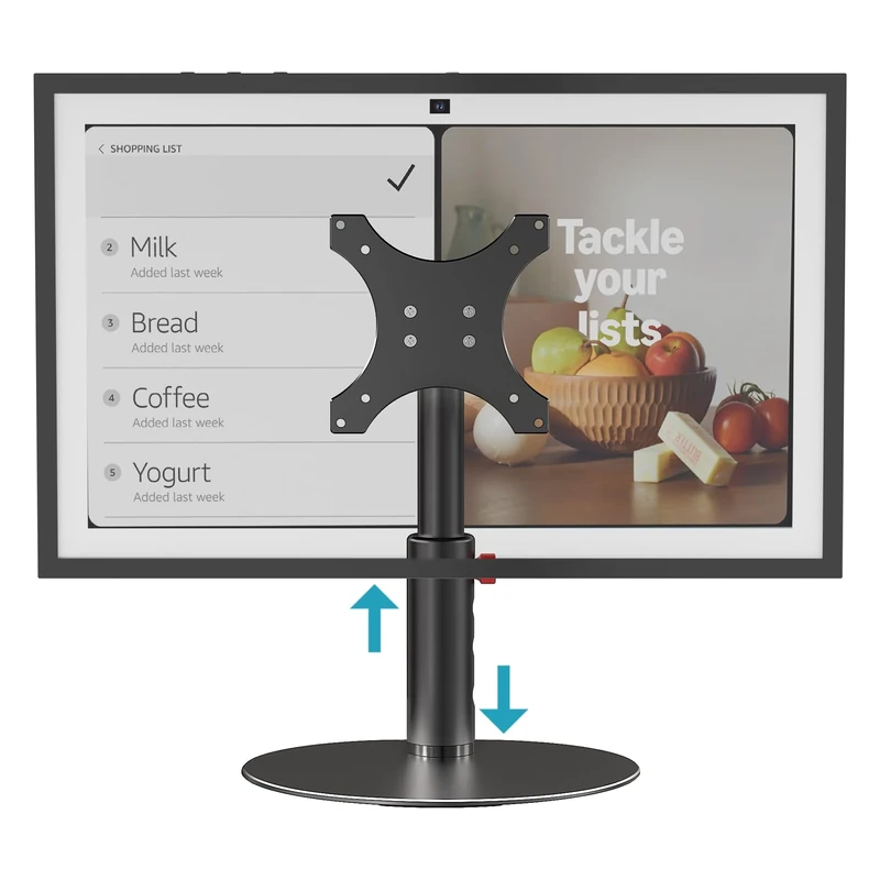 Letlar Adjustable Stand for Echo Show 21/15, Tiltable Table Holder, Sturdy Aluminum Alloy, Smooth Angle Adjustment, Durable Desktop Bracket for Alexa Show 15 2nd Generation, Four Degree Height Device