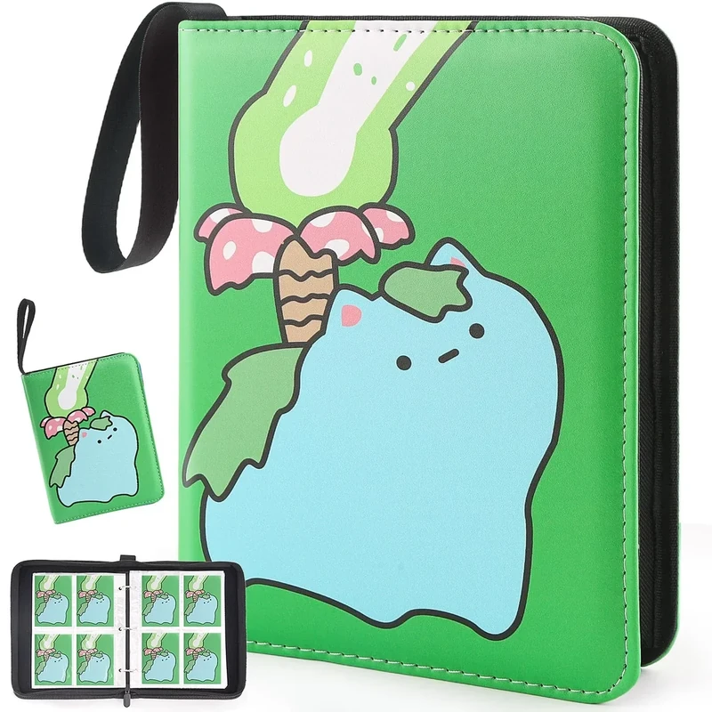Premium Collectible Trading Card Albums，Card Binder Fits 400 Cards with 50 Removable Sleeves，Display Game Card Case book Holder, Frog Themes