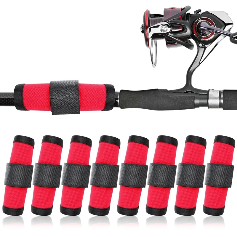 8 Pack Fishing Lure Covers，4" Lure Shield Fishing Lure Cover，Lure Wraps for Fishing Rod，Fishing Hook Bait Covers(red)