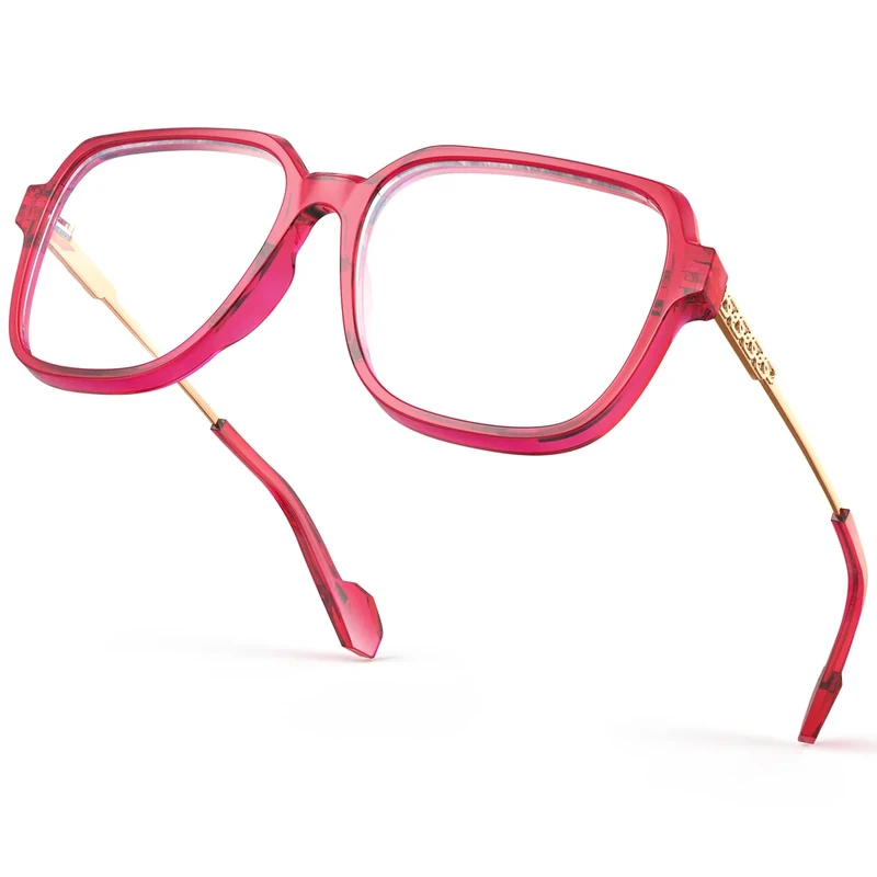 VISOONE Oversized Blue Light Blocking Glasses with Chic Square TR90 Frame and Metal Temple for Women Men REMY