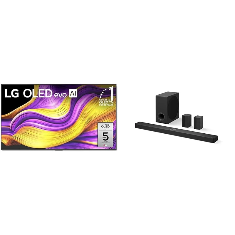 LG 55" OLED evo G5 4K TV - 7.1.3 Soundbar, Dolby Atmos, Rear Speakers