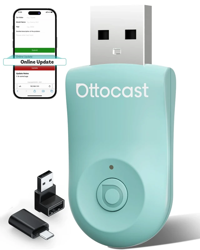 OTTOCAST 2025 CarPlay & Android Auto - 5GHz WiFi PlugPlay, Green