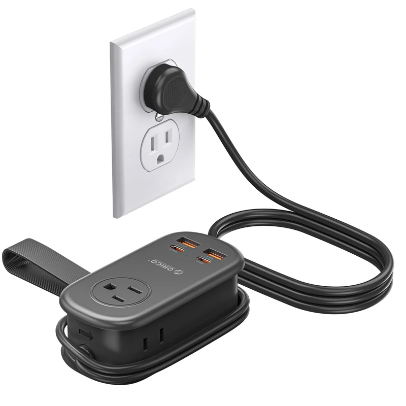 ORICO 65W GaN Power Strip - 3 AC, 2 USB-A, 2 USB-C, 4ft Cord