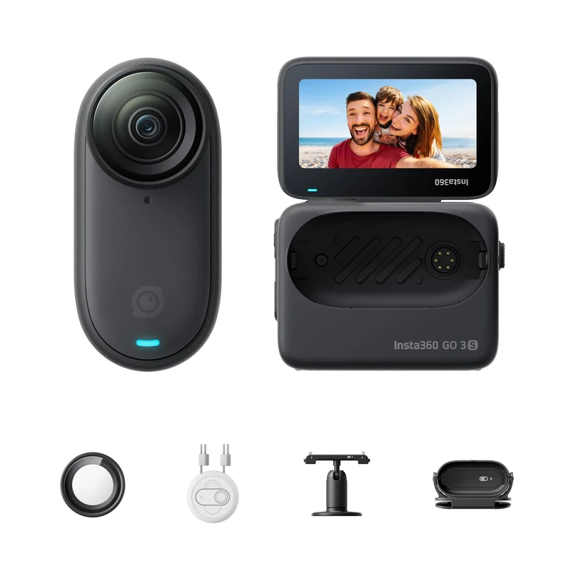 Insta360 GO 3S - 64 GB Black 4K Tiny Portable Vlogging Camera, Hands-Free POVs, Mount Anywhere, 140 Min Battery Life, 10m Waterproof, Pet POV