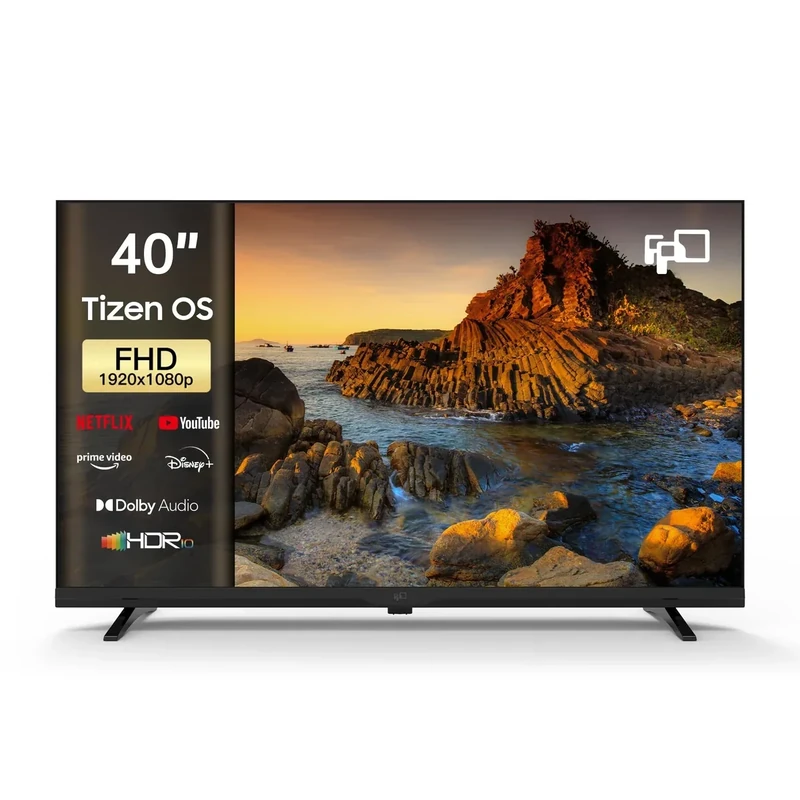 FPD 40 Inch Smart TV Tizen OS, 1080p Full HD Compatible with Samsung TV Plus, Dolby Audio, HDR 10, Gaming Hub, SmartThings, Built-in Miracast, Voice Control Flat Screen Television (AT40-P1, 2025)
