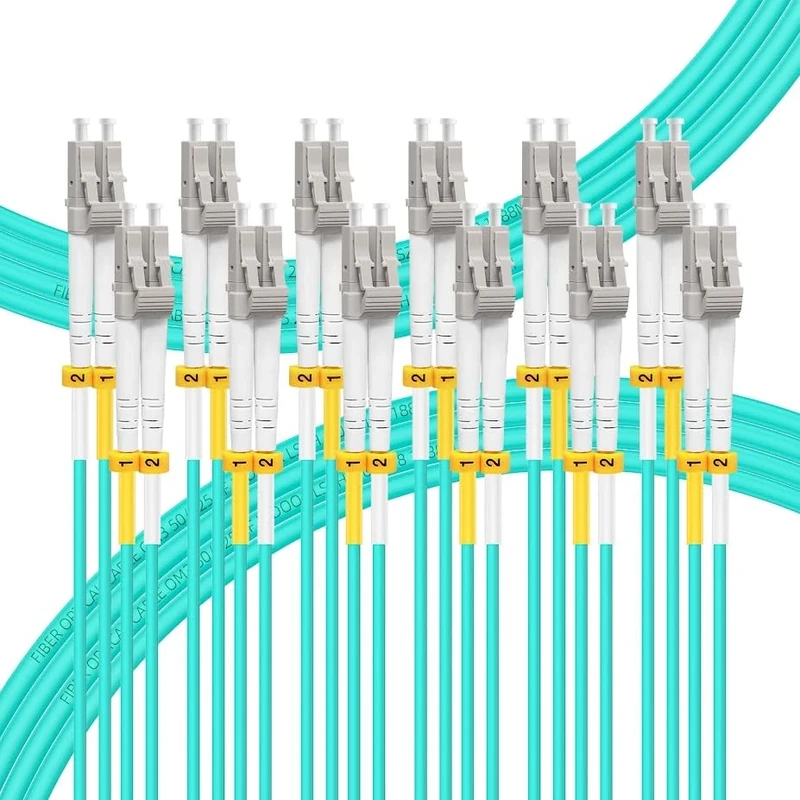 FLYPROFiber- 5M-6Pack OM4 LC to LC Fiber Patch Cable, MM Multi Mode Fiber Optic Cable, MMF Multimode Fiber Jumper Cord, 10Gb/40Gb/100Gb, Duplex, 50/125um, LSZH, 5M(16ft)-6Pack