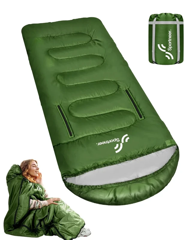 Sportneer 0 Degree Wearable Sleeping Bag for Adults & Kids – Walkable with Arm Zippers, Waterproof & Warm to 32°F, Compact for Camping, Stadiums, Travel, Backpacking & Car Use