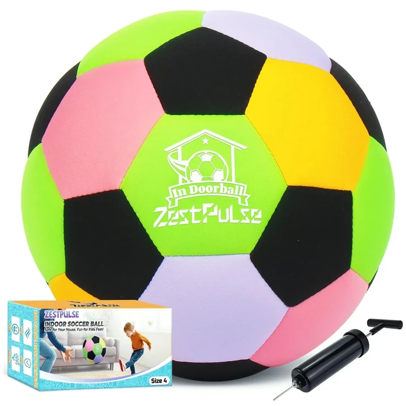 ZestPulse Soft Indoor Soccer Ball Size 4 - Fun Silent House Ball for Kids & Teens Indoor Dribble Training, Perfect Holiday for Boys & Girls Ages 3-12