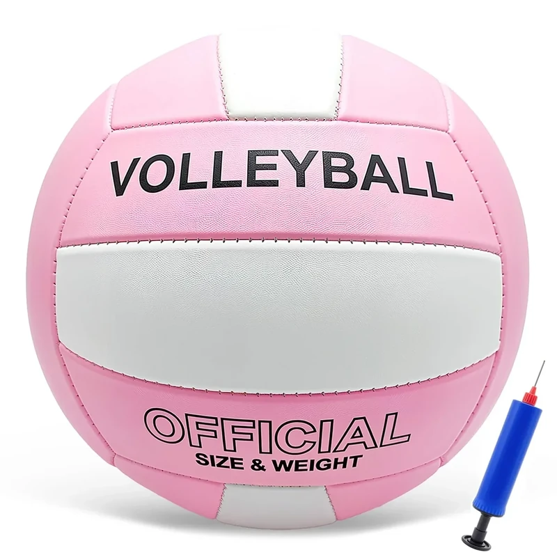 Stavanicen Volleyball Official Size 5 for Indoor Outdoor, Soft Touch Volleyballs for Adults Beach Pool Game Gym Training Play Pool, Durable Design (Pink & White)