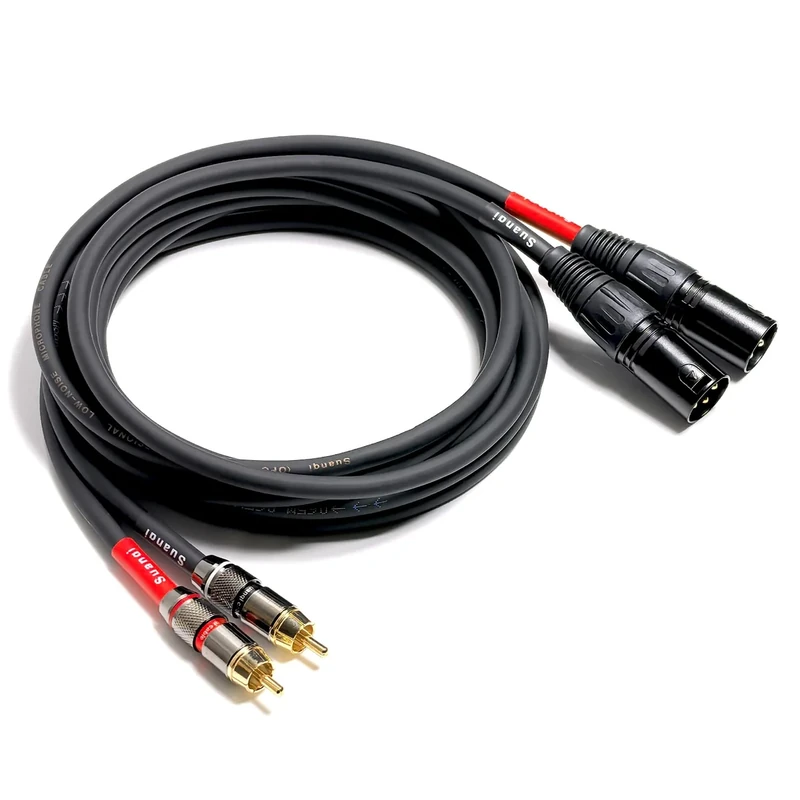 Suanqi WJSTN RCA to XLR Cable, XLR Male to RCA Male Cable, HiFi Audio Cable, 4N OFC 20AWG Shielded Twisted Pair Oxygen-Free Copper Braid Conductors, 2Pack (6Feet)