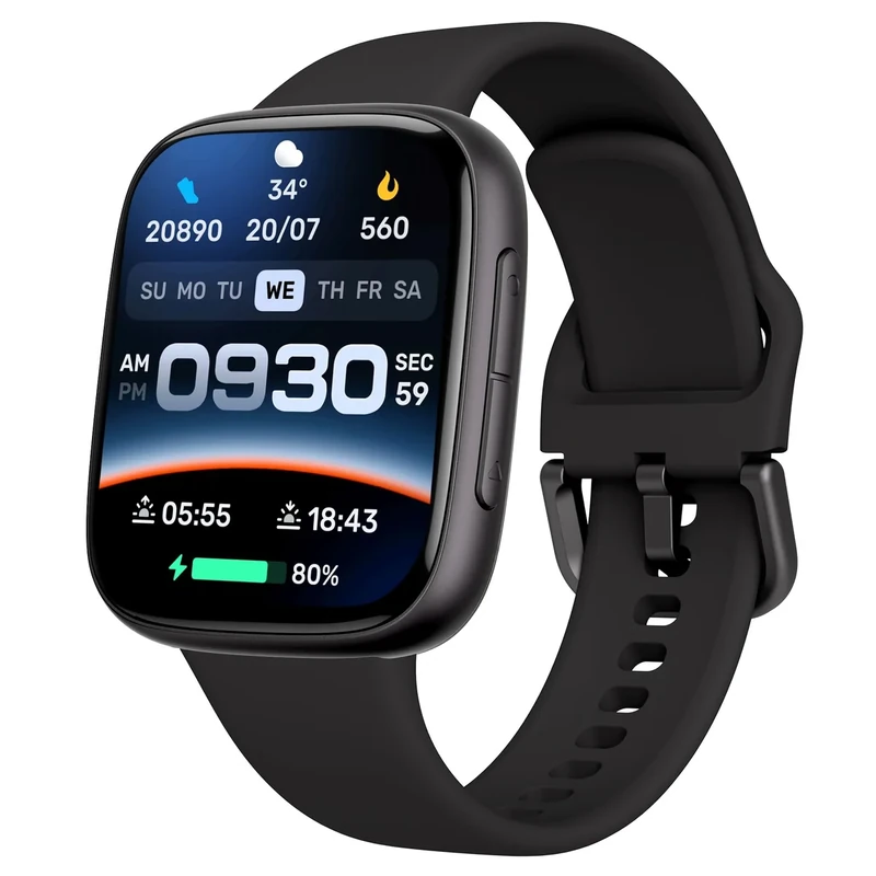 antfit Smart Watch for Women Men Android & iPhone, 1.85" Ultra HD AMOLED Display,10 Day Battery, 3ATM Swimming Waterproof, Answer/Make Calls, Fitness/Heart Rate/Sleep Tracker/100 Sports, Black