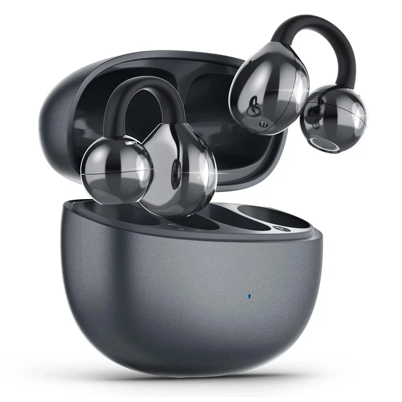 Dnniakm Open Ear Bluetooth 5.4 Earbuds - 42H Playtime, Clip-On Mic