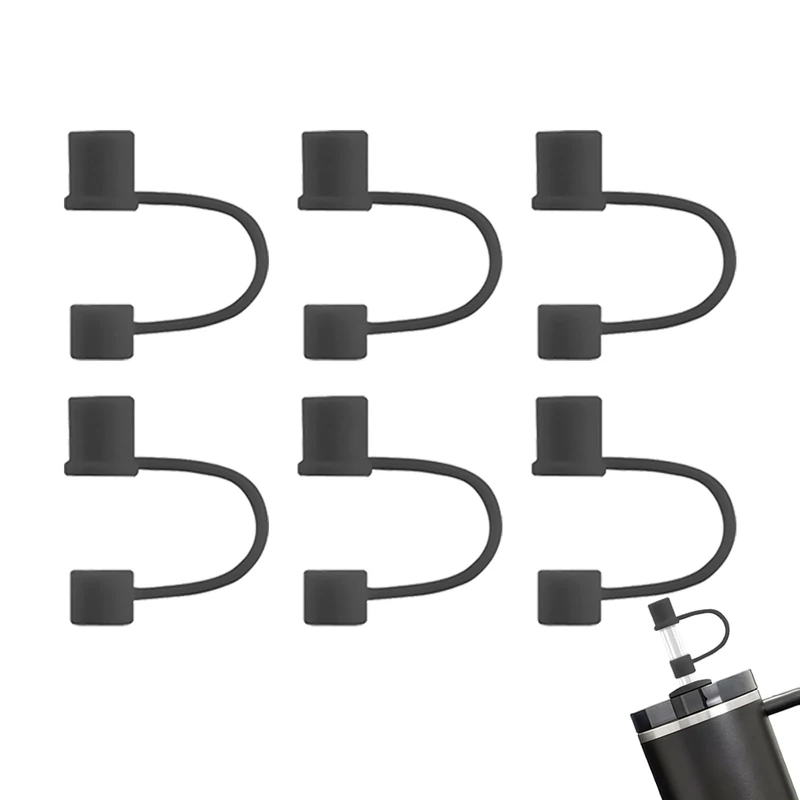 FOWEROTY 6-Pack 0.4in/10mm Straw Toppers, for Stanley Straw Covers Cap for Tumblers for Stanley 14|20|30|40|64 Oz Cup, Silicone Dust-Proof Caps（ Cup is Not Included）, Type5