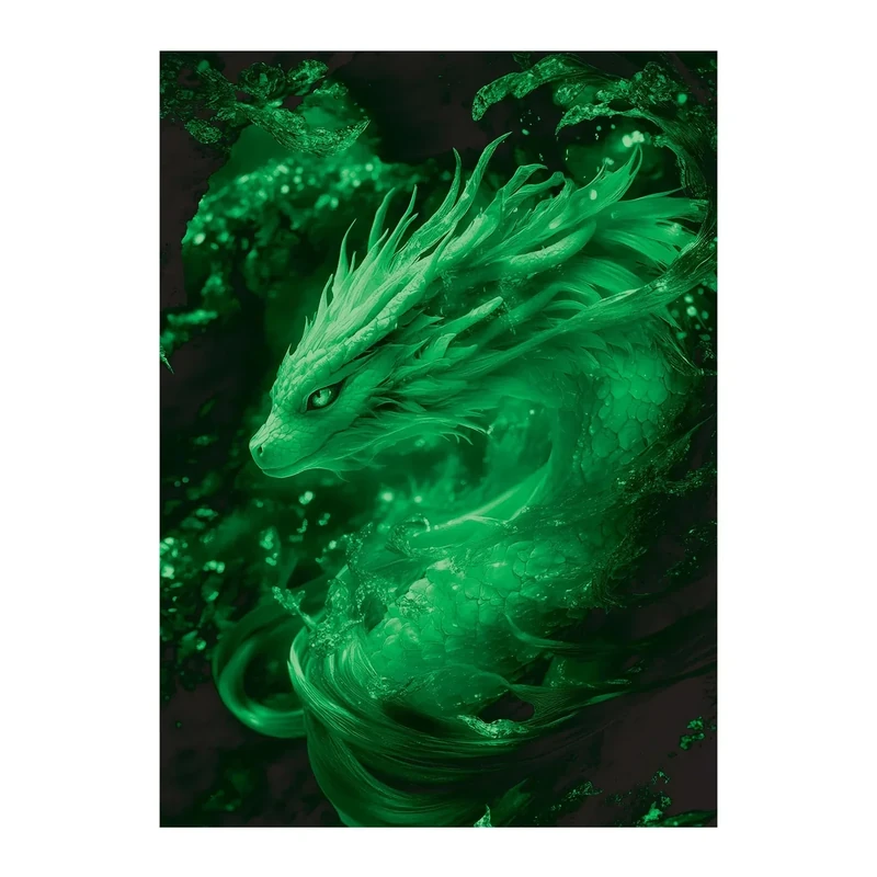 Katomula 100 MTG Card Sleeves with 100 Inner Sleeves, Textured Back Art Sleeve, Fit Standard Size Cards (Power Green Dragon)