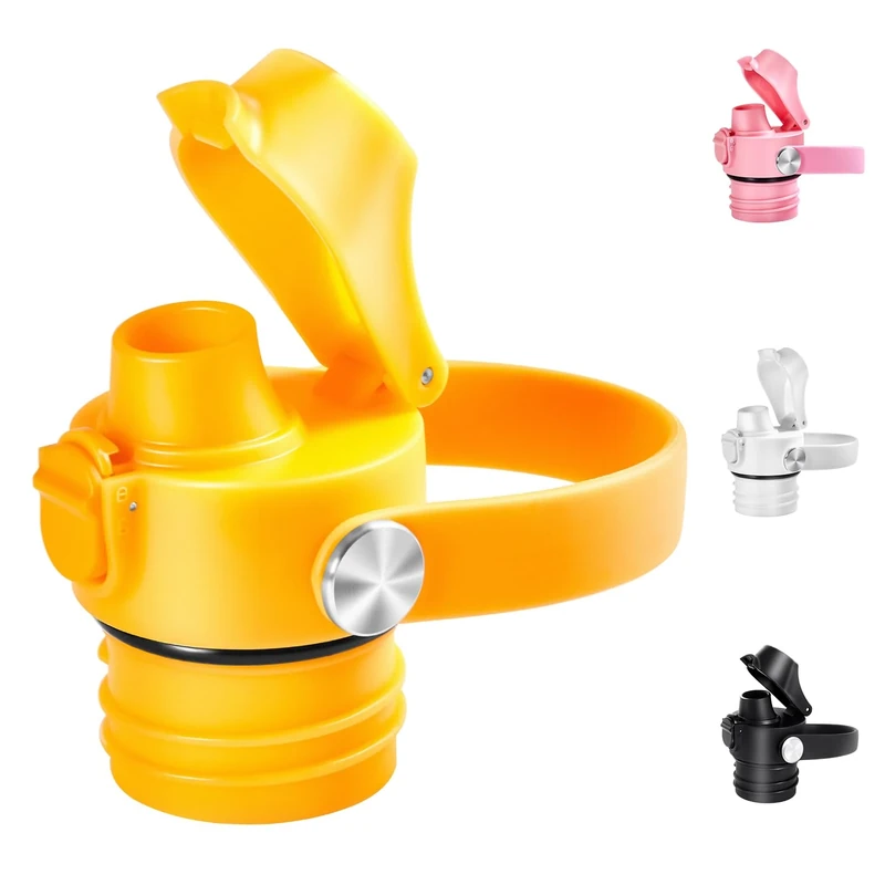 Auto Flip Lid for Hydro Flask Standard Mouth Bottle, Spout lid for HydroFlask Narrow Mouth Bottle, Replacement Lid with Button Lock, Yellow