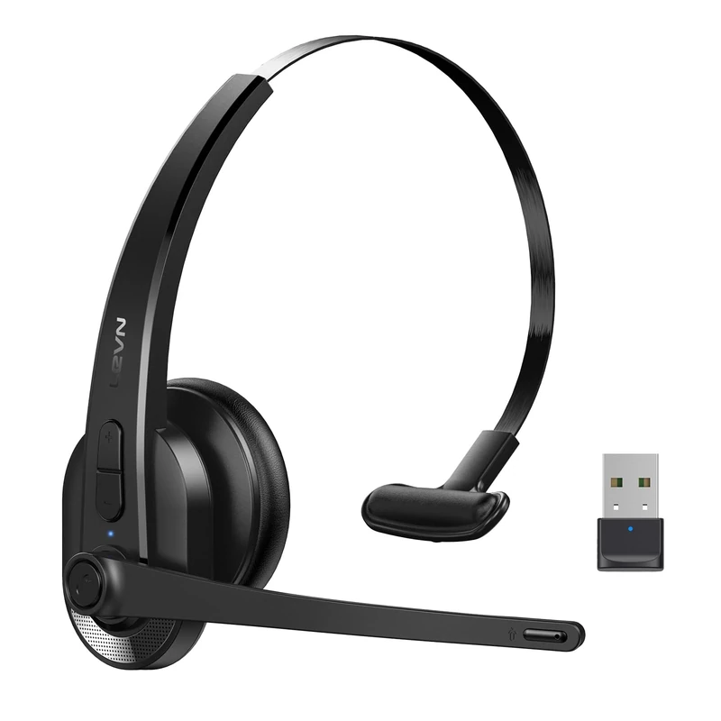 LEVN Wireless Headset with Mic - AI Noise Cancelling Bluetooth 5.3