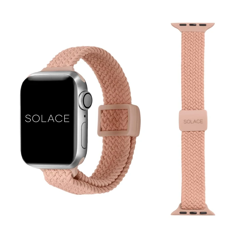 Solace Bands Slim Imperium Adapt Adjustable Nylon Braided Watch Band - Compatible w/All Apple Watches - Solace Apple Watch Bands for Women & Men - Smart Watches Band Series 11 10 9 8 7-1 SE - (Peach)
