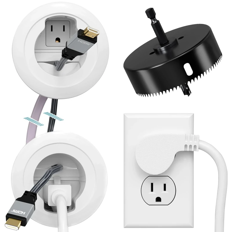 PRLF Wall Cable Kit - TV Power & AV Wire Organizer with Hole Saw