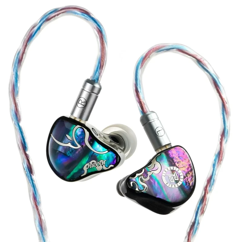 HiFiGo IEMs Juzear x Z Reviews Defiant in Ear Monitor, 1DD +3BA Hybrid Drivers Earphone, HiFi Wired Gaming IEM Earbuds with Detachable Cable for Musician Audiophile Gamer (Rainbow)