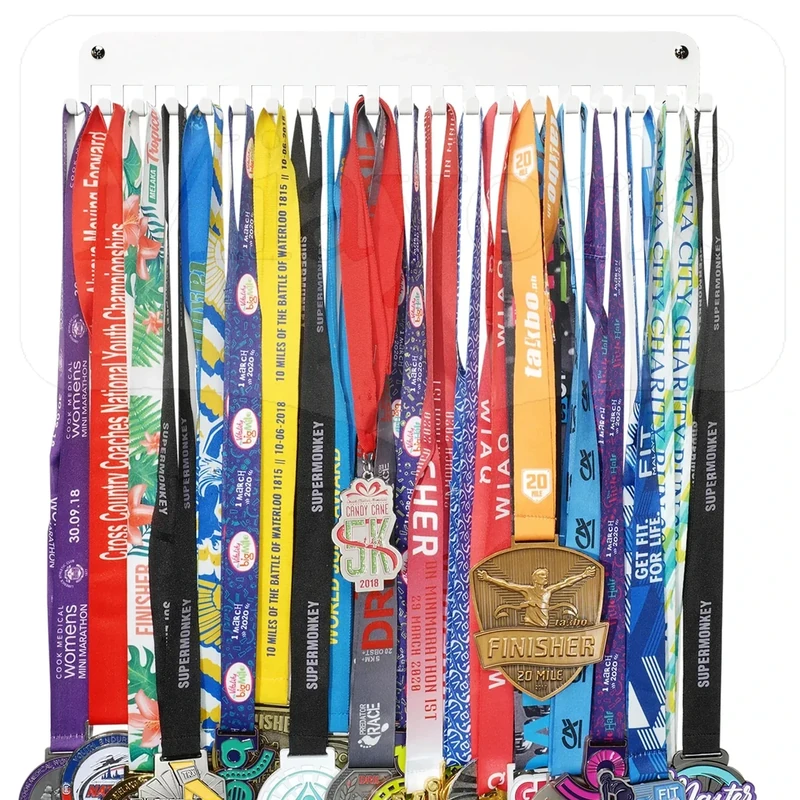 Miayork Runner Medal Hanger Display in White - Sturdy Marathon Medal Display Easy to Install-Race Medal Holder Wall Hanger for Sports Gymnastic,Soccer,Runner,Wrest,Football,Basketball