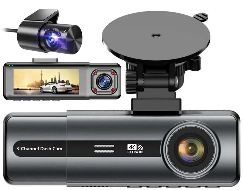Tuisau 3-Channel 4K Dash Cam with App Control - Full Coverage