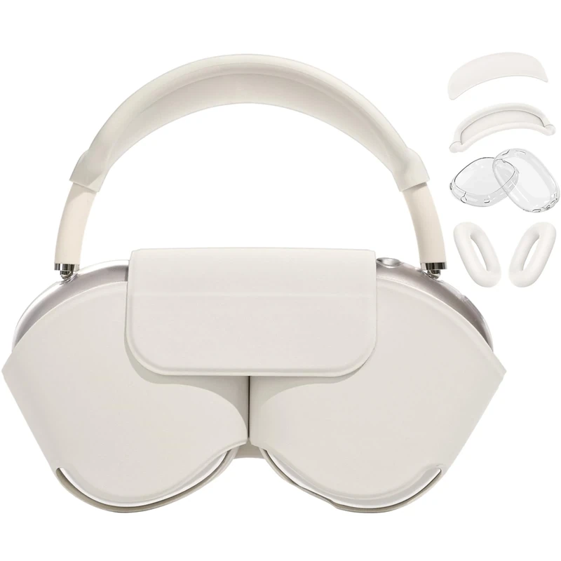 EnsFomte Smart Case for AirPods Max - Leather & Silicone, Stone