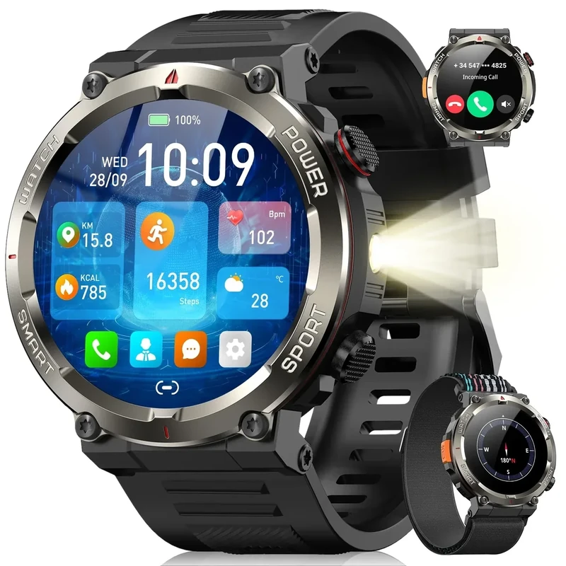 Blackview Smartwatch - 100-Day Battery, Flashlight & Compass