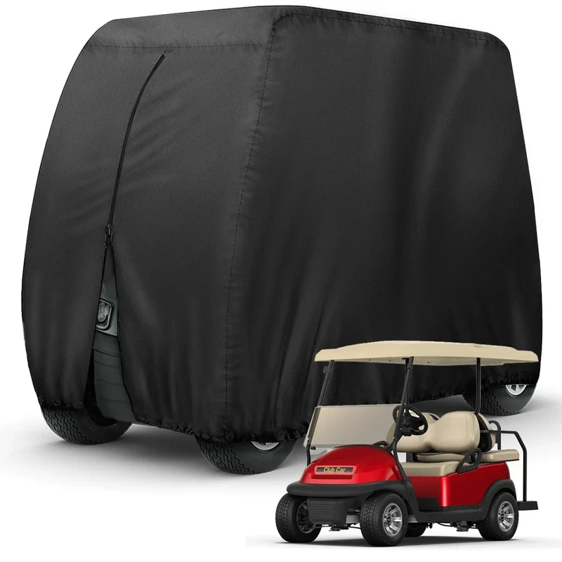 Golf Cart Cover 6 Passenger Heavy Duty, 420D Waterproof Golf Cart Covers Extended Roof Compatible with EZ GO Club Car Yamaha Golf Carts, Outdoor Dustproof 6 Seat Club Car Cover (Up to 138 Inch)