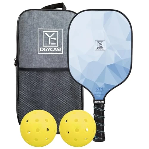 Pickleball Paddles Set of 1, USAPA Approved Pickleball Set, Fiberglass Lightweight Rackets 1 Pack, 1 Outdoor, 2 Indoor Pickleball Balls, 1 Bag for Women Men, (Blue 1Pc)