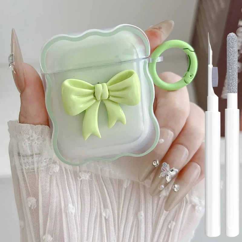 OTOPO Bow AirPods Case - Clear TPU Cover + Cleaner Kit for 2nd/1st Gen