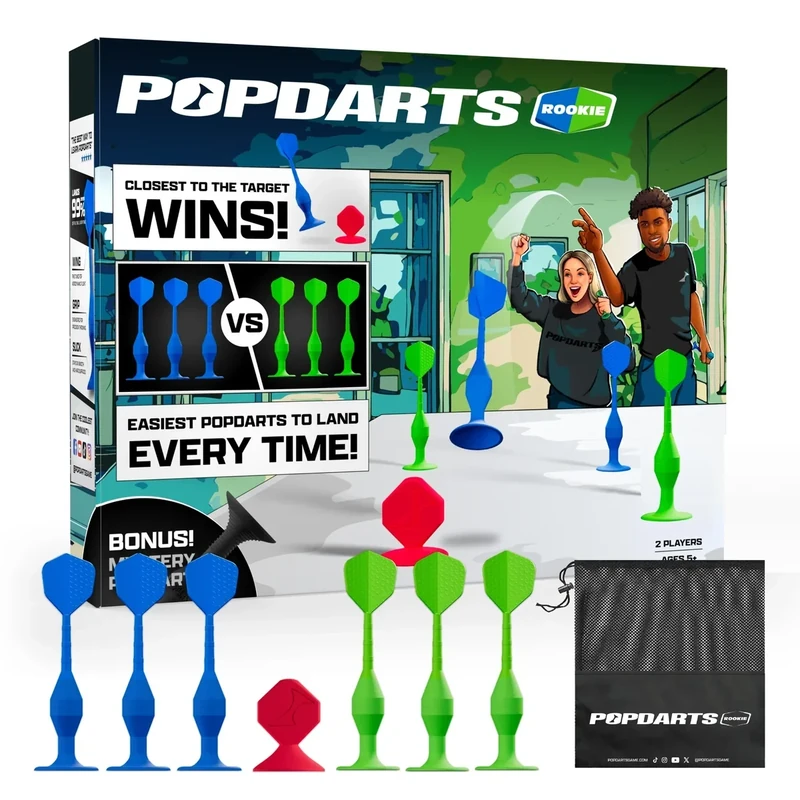 Popdarts Game Rookie Pack – Beginner-Friendly Suction Cup Dart Game for Kids, Families, and New Players | Indoor & Outdoor Target Toss Game | Fast Setup, Durable, Simple Rules, and Fun for All Ages!