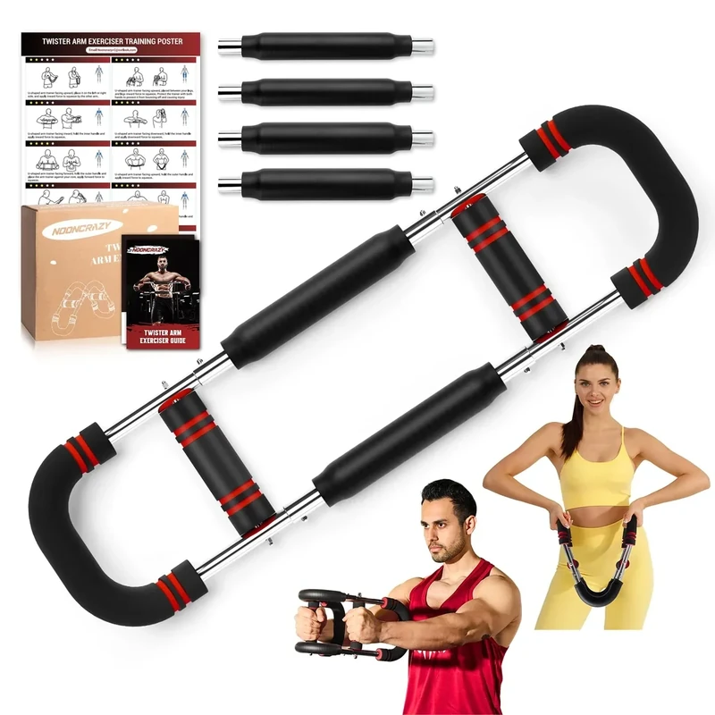 Twister Arm Trainer, Adjustable Twister Arm Chest Exerciser with 4 Spring & Training Poster for Men & Women, Detachable Power Twister Home Fitness Equipment for Enhancing Upper Body Muscle -Red