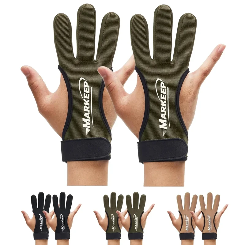 MARKEEP Archery Gloves 2 Pack Shooting Hunting Leather Guard 3-Finger Guard for Youth Adult Man Woman and Beginner Recurve Arrow Bow Archery Protective Gear Accessories