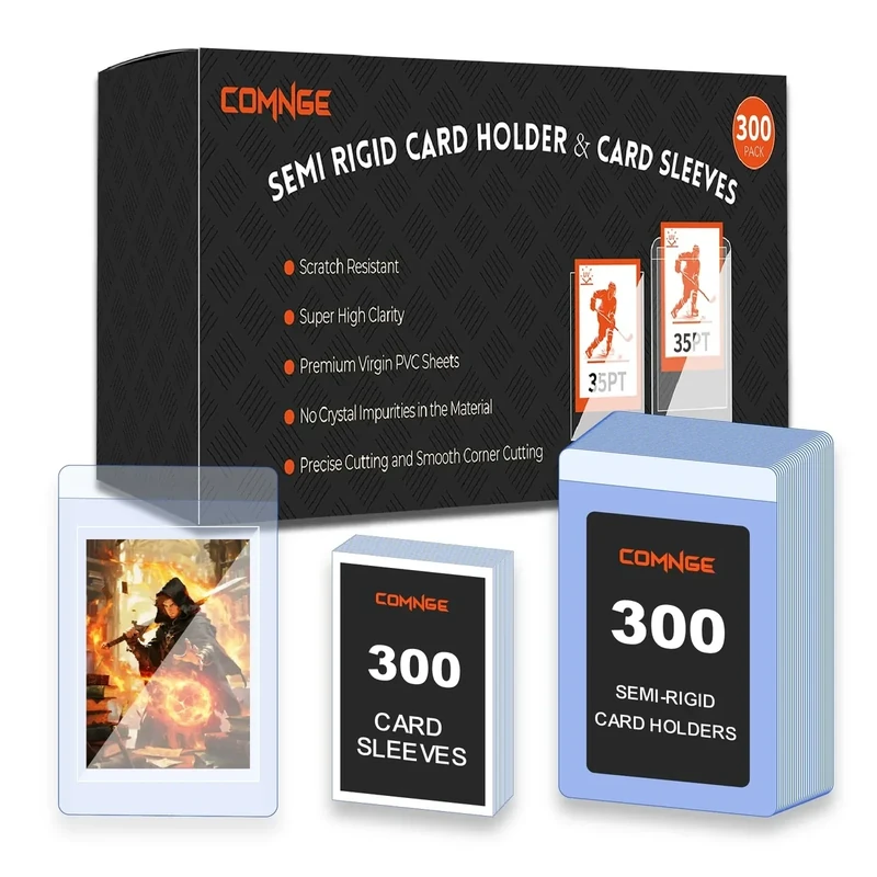 600ct Semi Rigid Card Holder - Ultra Clear Card Savers TCG Protectors, with 1/2'' Protective Lip, Semi Rigid Card Sleeves for BGS, SGC Grading Submission, Secure Shipping & Collectible Storage
