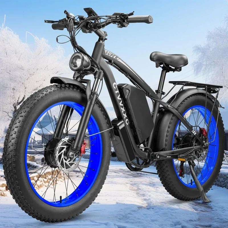 6000W Dual Motor Electric Bike for Adults - 34Ah Fast Ebike with 45 MPH Max Speed for Men Women,Up to 100 Miles,24" Fat Tire Hydraulic Disc Brake Electric Bicycle,Off-Road Mountain Commuter E-Bike