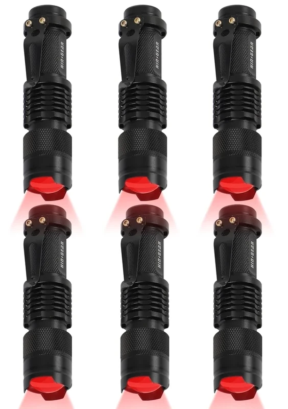 HinsGEAR 6 Pack Red Flashlight LED Single Mode Light 1 Mode LED Torch Scalable Red Light Flashlight for Astronomy Aviation Night Observation (Powered by Single AA Battery, Not Included) - Image 1