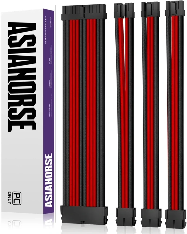 AsiaHorse 18AWG PSU Extension Cable Kit - 24P to 6+2P & 8P to 4+4P
