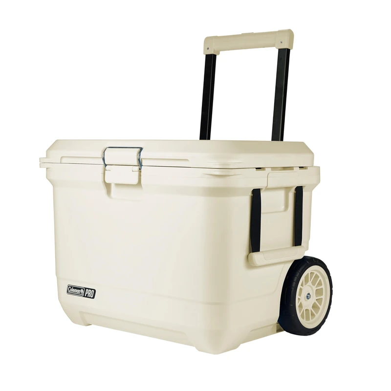 Coleman Pro Heavy-Duty 55qt Wheeled Ultra-Light Premium Hard Cooler, Extra-Thick Insulation Keeps Ice up to 5 Days, 92-Can Capacity, Heavy-Duty Wheels